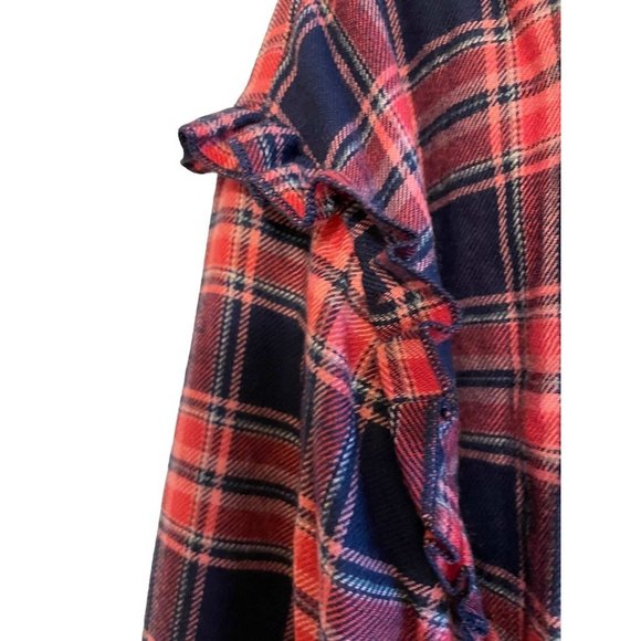 Candace Cameron Bure Button Front Plaid Shirt w/ Ruffle Detail MEDIUM (303) - Picture 4 of 5